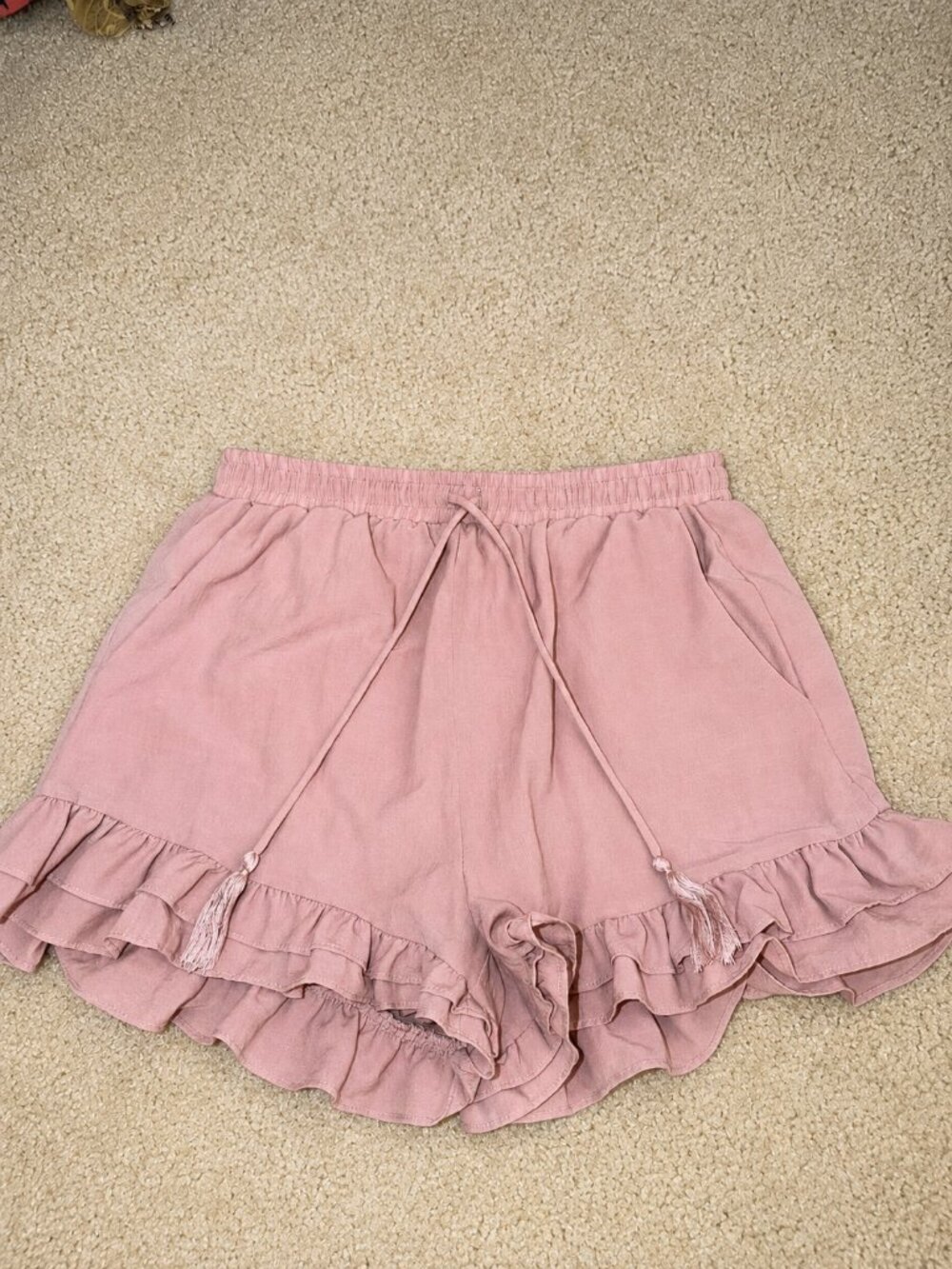 Lost + Wander Dusty Pink Ruffle Drawstring Shorts